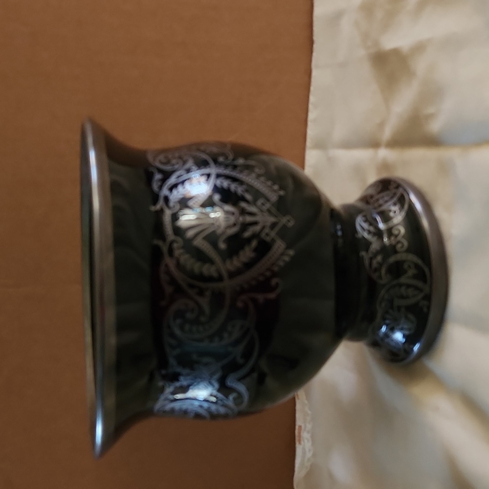 Art Deco Sterling Silver Overlay  Black Vase - Picture 4 of 9